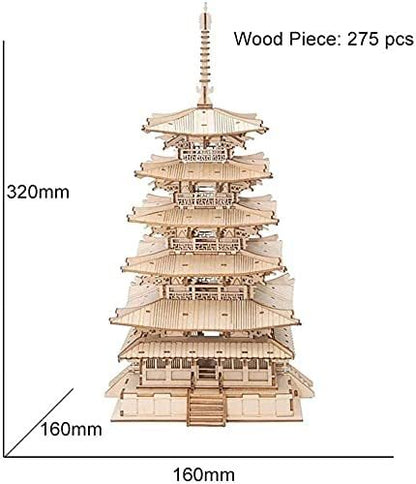 Robotime Fünfstöckige Pagode 3D Holz Puzzle Spielzeug Für Kinder Kinder Geburtstag Geschenk TGN02