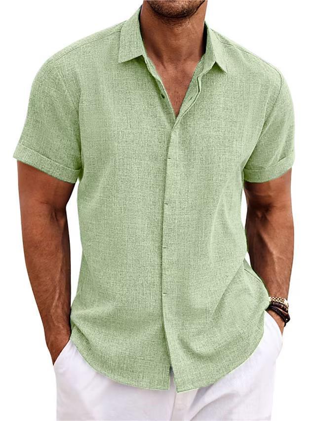 Men's Solid Colour Loose Linen Short-sleeved T-shirt