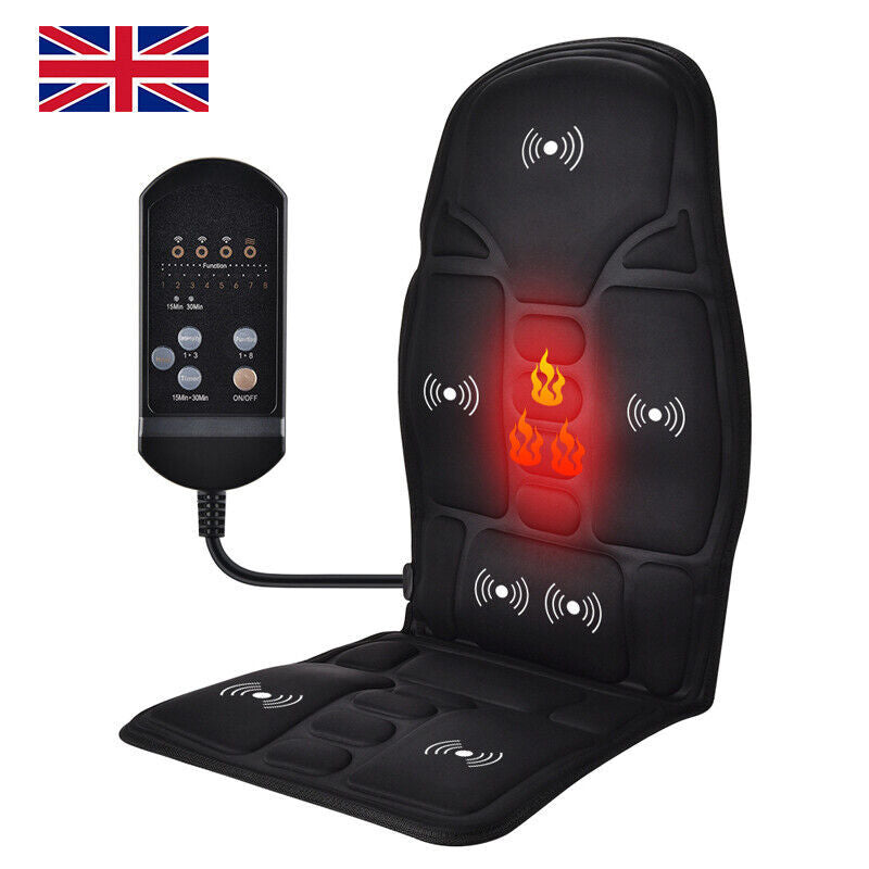 8-Mode Full-Back Massage Vibration Cushion Car Chair Seat Pad Mat Heat Massager