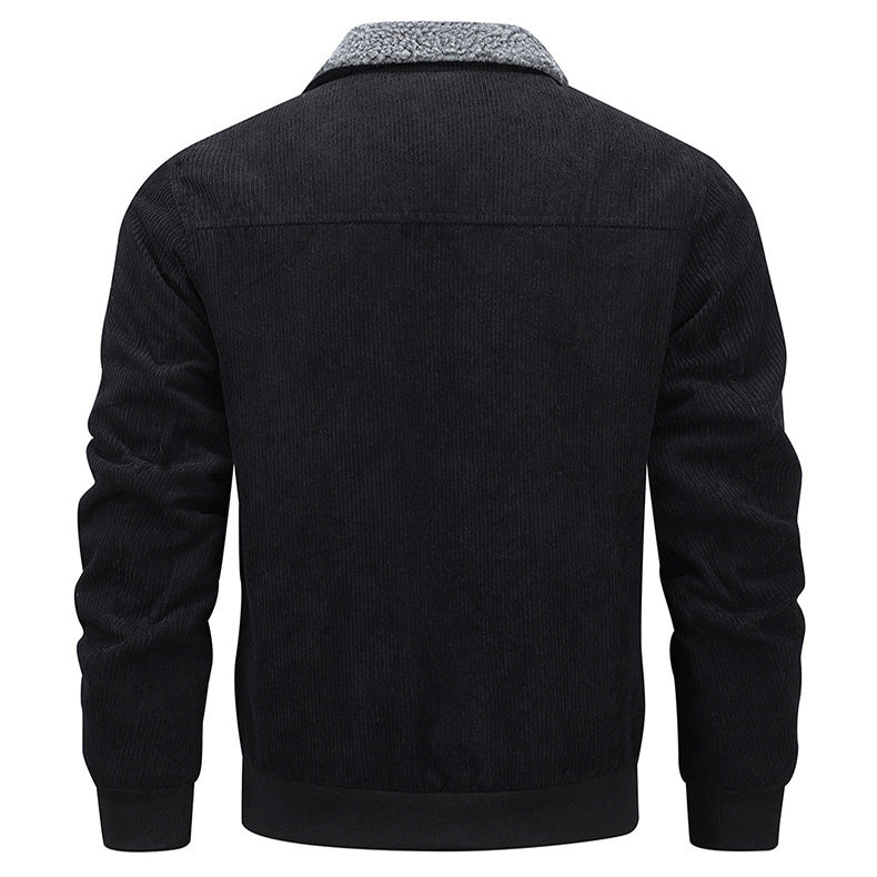 Winter Lapel Fleece Jacket With Pockets Warm Thicken Cotton Coat