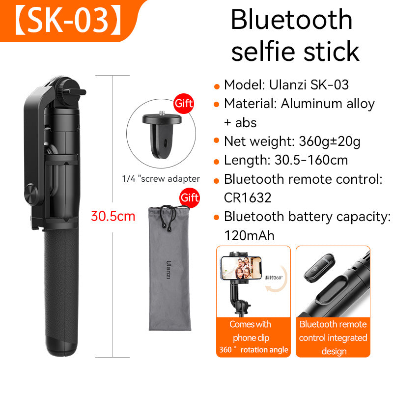 SK 03 Smartphone Selfie Stick 10M Wireless Bluetooth Control 1.5m Vertical Tripod For Camera