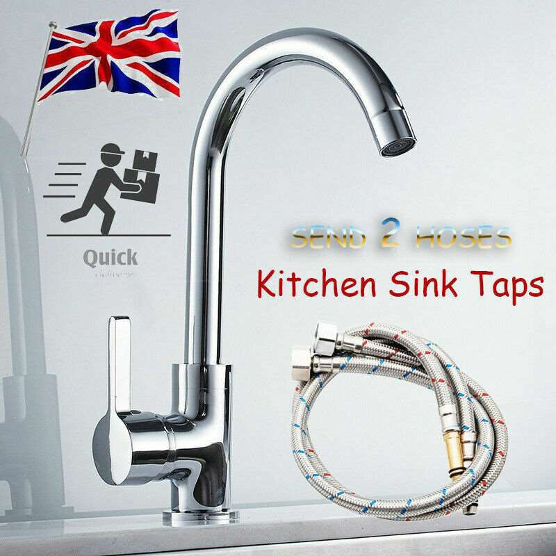 Kitchen Sink Mixer Taps Swivel Spout Single Lever Tap Mono Modern Chrome Faucet