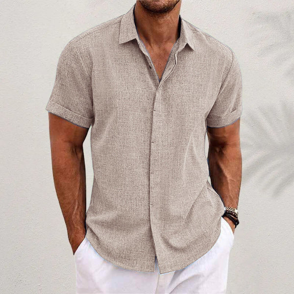 Men's Solid Colour Loose Linen Short-sleeved T-shirt