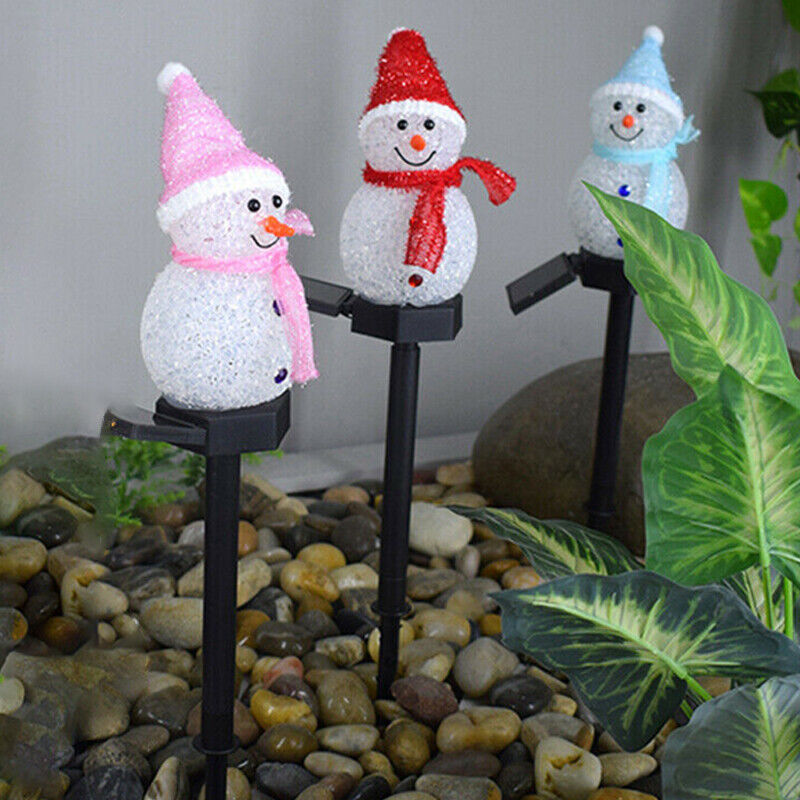 LED Solar Snowman Stake Light Outdoor Garden Pathway Lamp Christmas Decor Gift