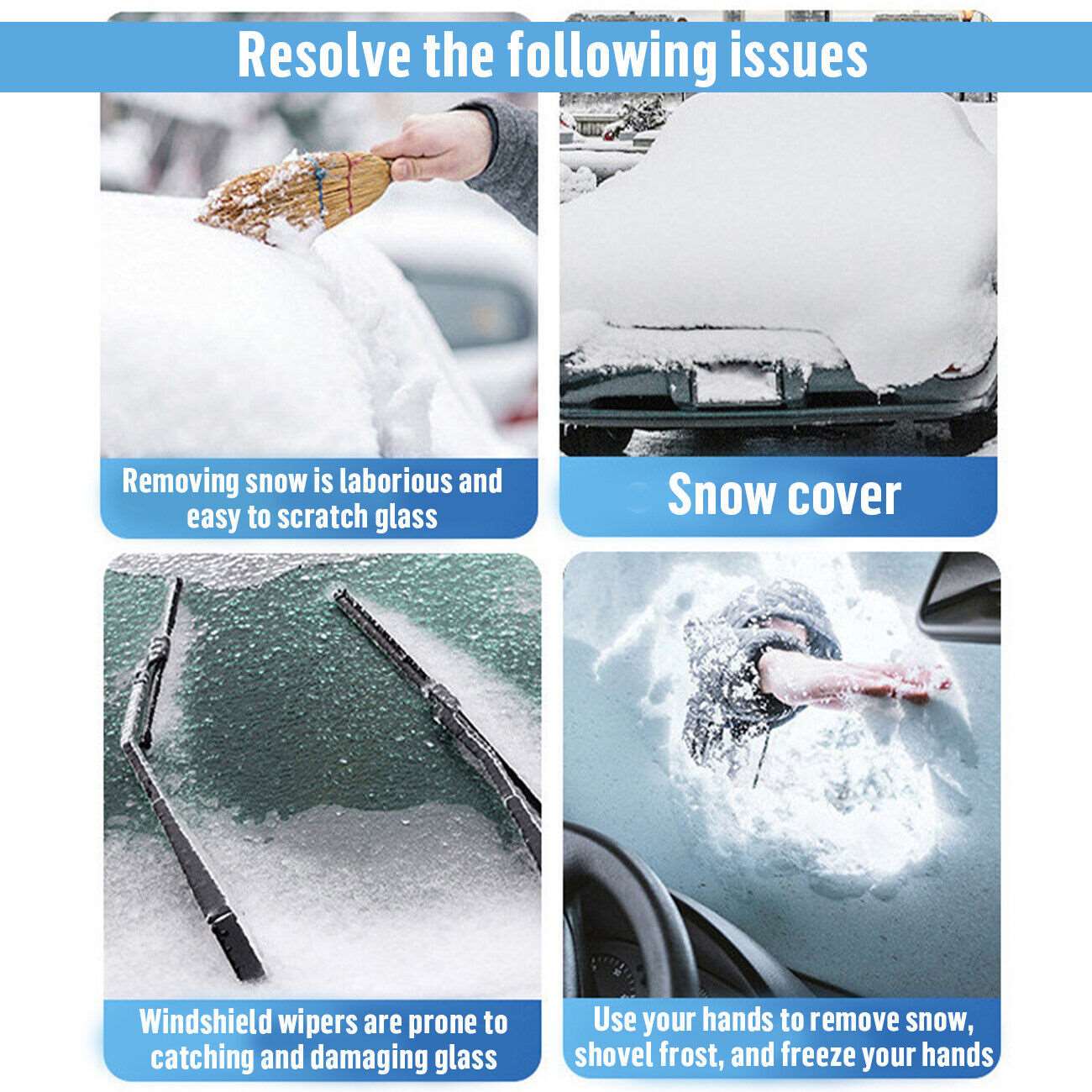 4 Layers Magnetic Car Windscreen Cover Winter Ice Frost Snow Protector Sunshade