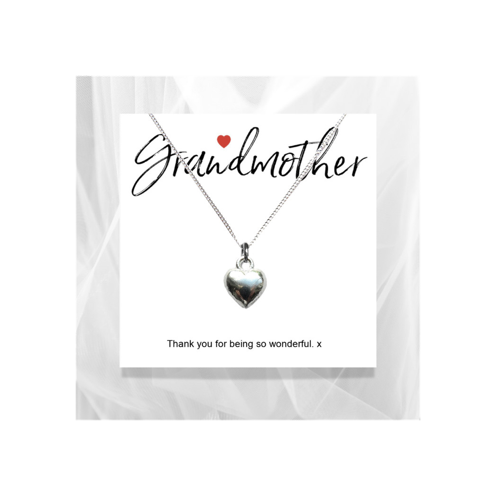 Grandmother Message Card with Heart Necklace