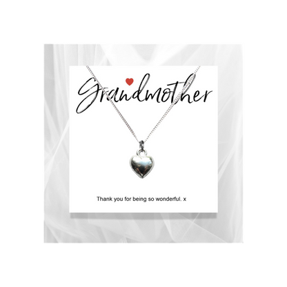 Grandmother Message Card with Heart Necklace