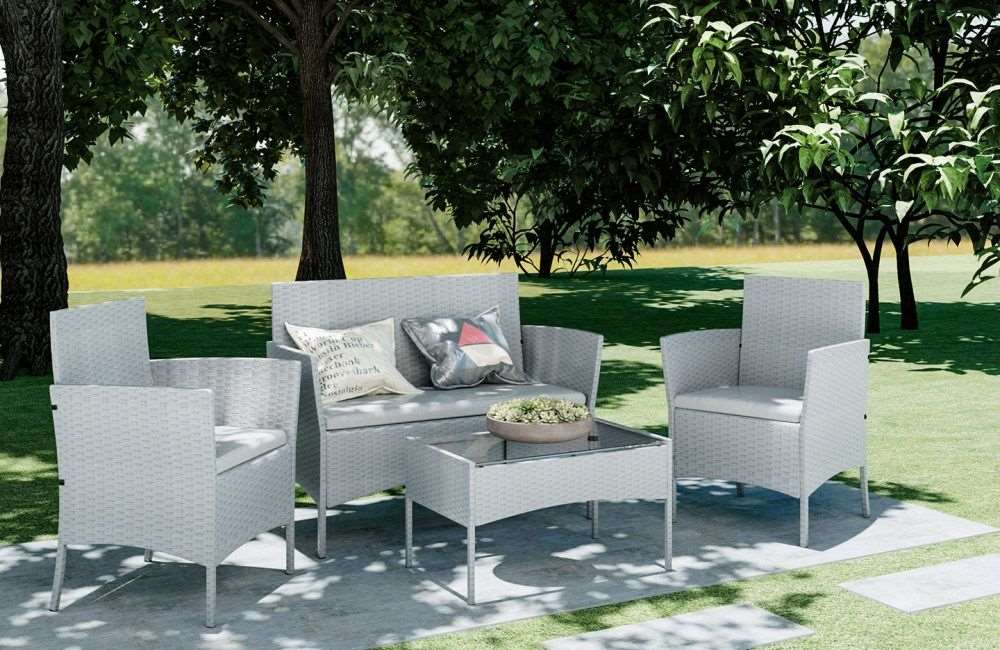 4 Piece Rattan Garden Furniture Set