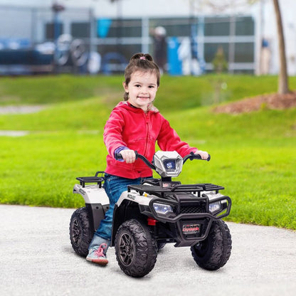 HOMCOM 12V Elektro-Quad für Kinder mit LED-Scheinwerfern, Musik - Weiß