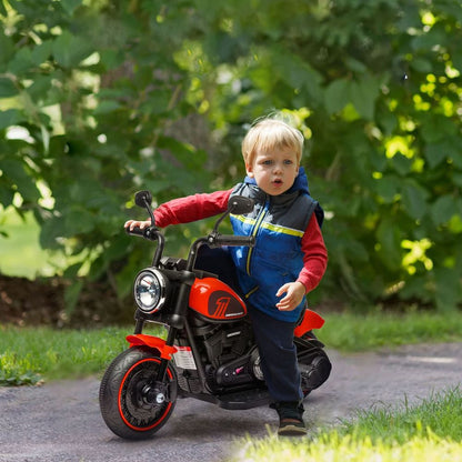 HOMCOM 6V Elektromotorrad mit Stützrädern, Ein-Knopf-Start - Rot