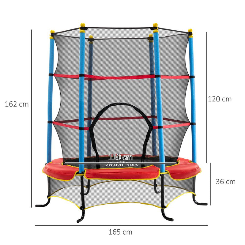 Trampoline pour enfants avec filet d'enceinte, coussin de sécurité à fermeture éclair intégré, 3 à 6 ans