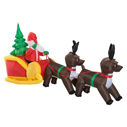 HOMCOM Inflatable Self-inflating Santa Sleigh Reindeer Christmas Outdoor