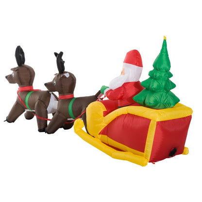 HOMCOM Inflatable Self-inflating Santa Sleigh Reindeer Christmas Outdoor