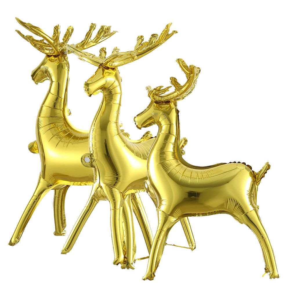 Christmas Standing Elk 4D Foil Balloon Kids Birthday Party Decoration Sleigh Deer Animal Inflatable Ball New Year Christma Decor