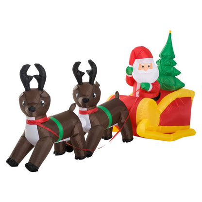 HOMCOM Inflatable Self-inflating Santa Sleigh Reindeer Christmas Outdoor