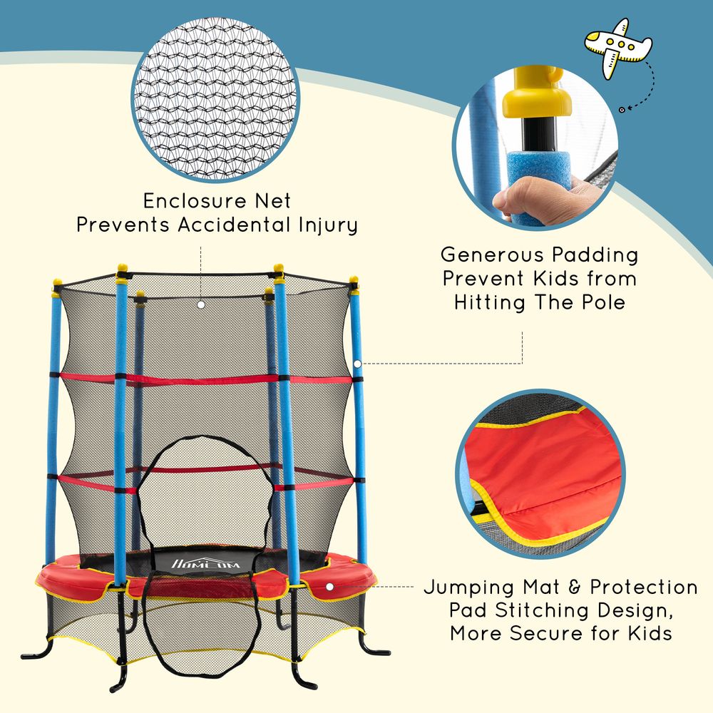 Trampoline pour enfants avec filet d'enceinte, coussin de sécurité à fermeture éclair intégré, 3 à 6 ans