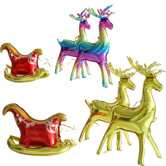 Christmas Standing Elk 4D Foil Balloon Kids Birthday Party Decoration Sleigh Deer Animal Inflatable Ball New Year Christma Decor