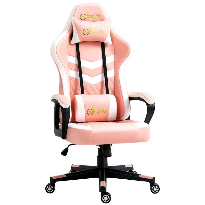 Racing Gaming Stuhl mit Lendenwirbelstütze, Gamer Bürostuhl, Pink