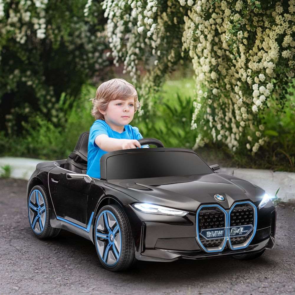 BMW i4 Licensed 12V Kids Electric Ride-On w/ Portable Battery - Black