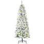 6 Feet Prelit Artificial Snow Flocked Christmas Tree Warm LED Light Green White