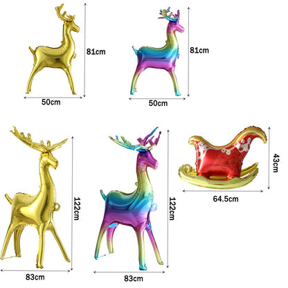 Christmas Standing Elk 4D Foil Balloon Kids Birthday Party Decoration Sleigh Deer Animal Inflatable Ball New Year Christma Decor