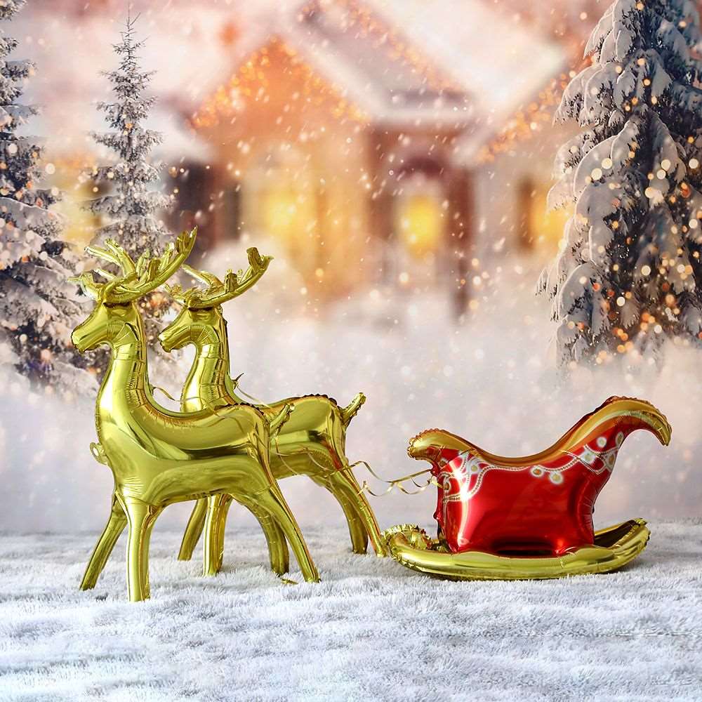 Christmas Standing Elk 4D Foil Balloon Kids Birthday Party Decoration Sleigh Deer Animal Inflatable Ball New Year Christma Decor