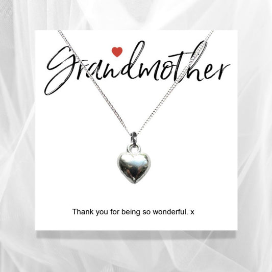 Grandmother Message Card with Heart Necklace