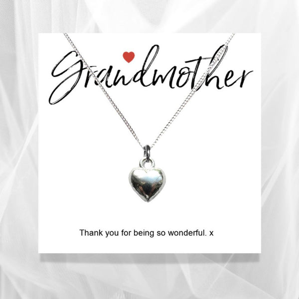 Grandmother Message Card with Heart Necklace