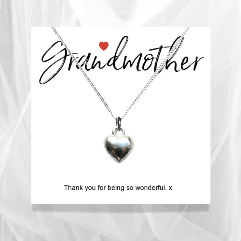 Grandmother Message Card with Heart Necklace