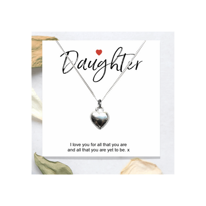 Daughter Message Card with Heart Necklace