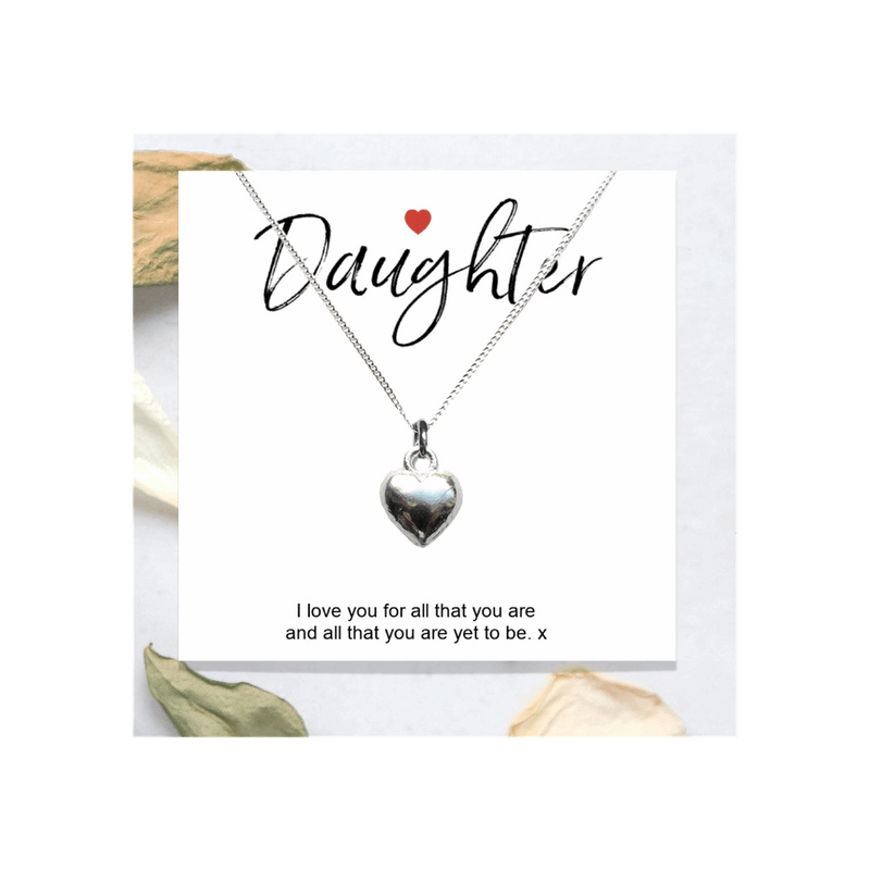 Daughter Message Card with Heart Necklace