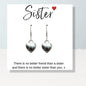 Heart Earrings & Sister Message Card