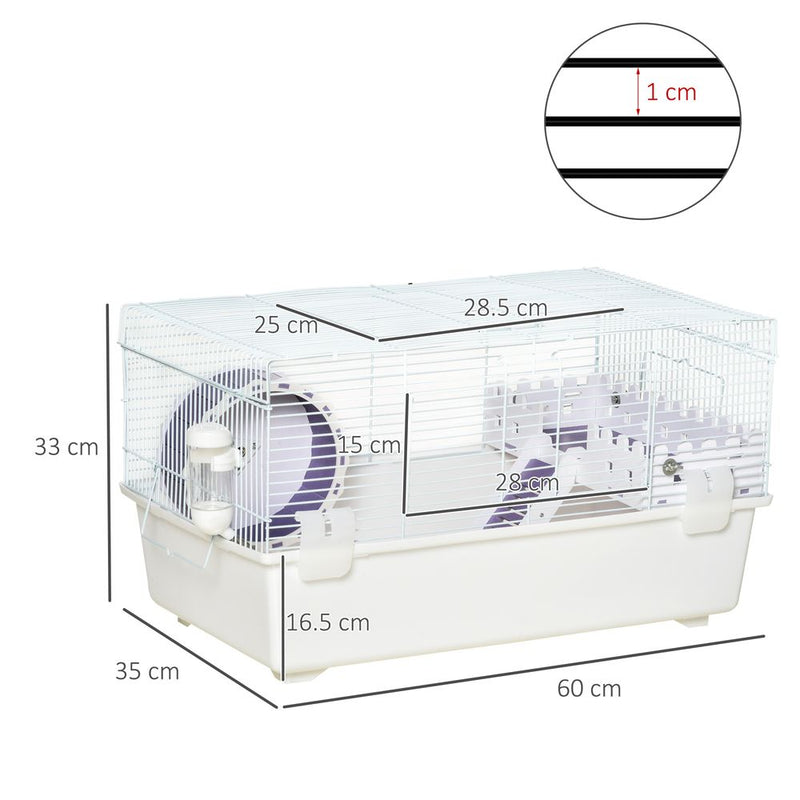 Two-Tier Hamster Cage Gerbil Haven w/Exercise Wheel, Water Bottle, Ladder, White